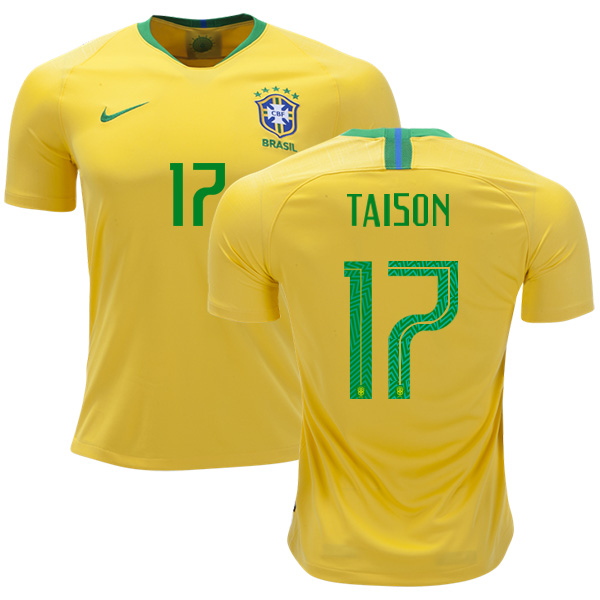 Brazil #17 Taison Home Soccer Country Jersey